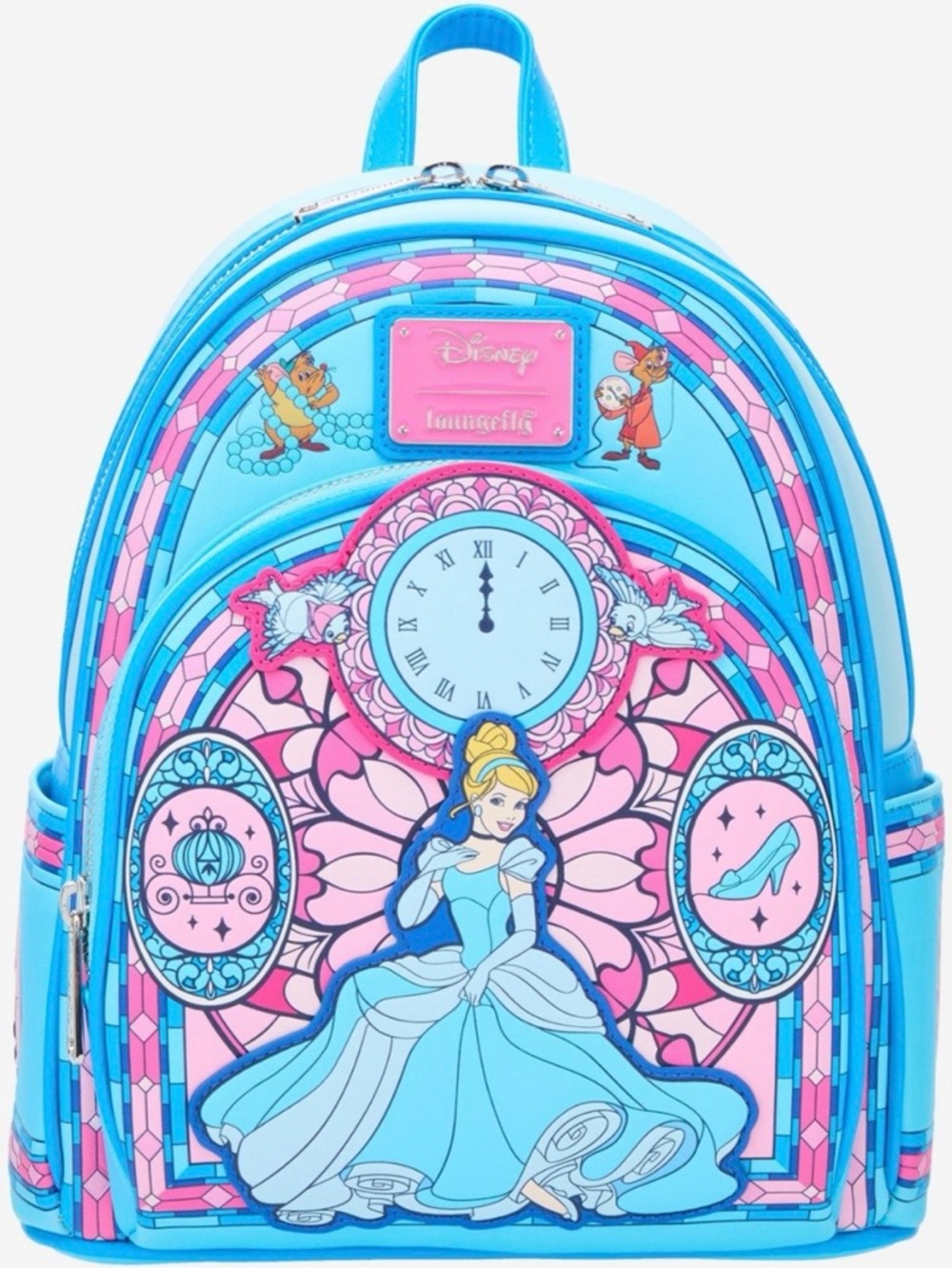Loungefly Blue Pink Cinderella Stained Glass Mini Backpack